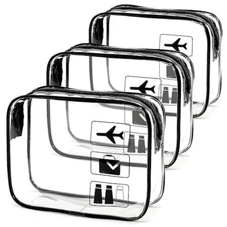 3 kpl Toilettilaukkuja, Läpinäkyviä, 1 litran laukku lentokoneen käsimatkatavaroihin, PVC-kosmetiikkalaukku, Matka Lentokentän hyväksymä laukku