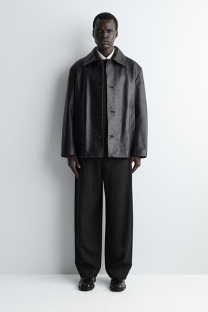 COS Homme Pantalon Large À Plis En Laine in Noir