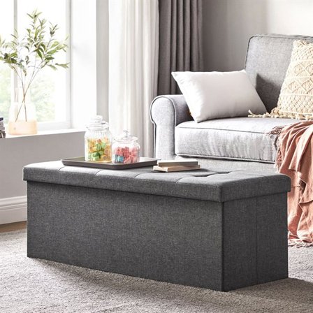 Jakkara säilytystilalla 76x38x38cm - Harmaa