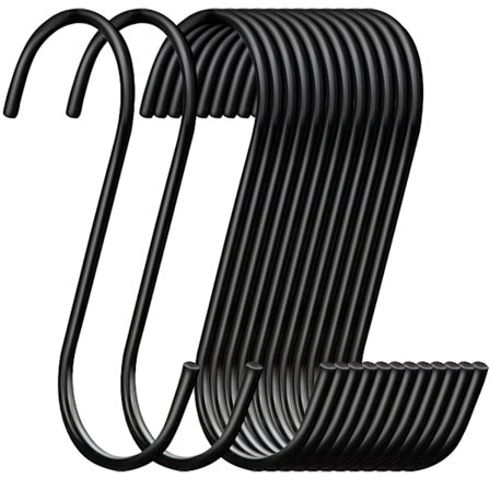 10 stk. S-kroge i sort stål S-formede kroge til ophængning af gryder, potter, planter, tasker, håndklæder, kraftige køkkenkroge