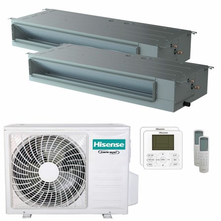 Condizionatore Hisense Canalizzabile ADT dual split 18000+18000 BTU inverter A++ unità esterna 7 kW