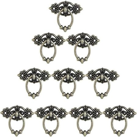 10 stk Vintage Skuffeknott Håndtak med Skruer (65*46mm), A