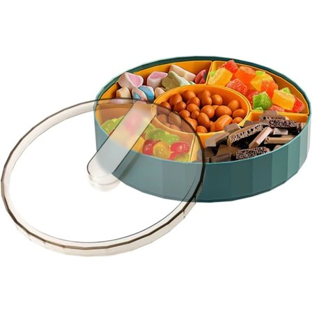 Snackbakke med rum Snackskål med låg Plast Snackbakke Snackskåle Flad Opbevaringsboks Slikskål til nødder Snacks Slik Kager