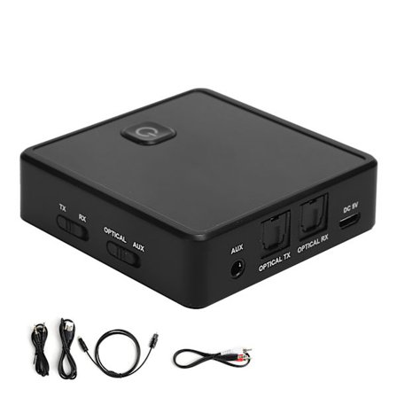 Transmitter Receiver Mode Bluetooth 5.0 Adapter, High Fidelity Audio Output med Optisk 3.5mm AUX og RCA, Understøtter En til To Funktion til TV PC Bil
