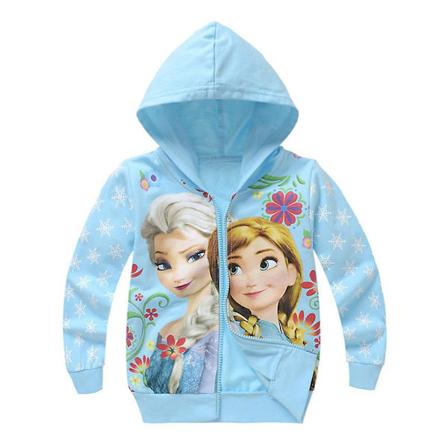 Frozen 3-8 år Børne Piger Frakke Hættetrøjer Lynlås Langærmet Jakke Jumper Pullover Toppe[HK] Light Blue 6-7 Years