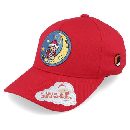 Unser Sandmännchen - Röd flexfit Keps - Kids Sandmännchen Round Patch Red Flexfit @ Hatstore