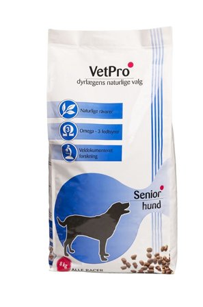 Hundefoder VetPro Senior Hund, 8 kg Hundemad - Dyrenes Butik