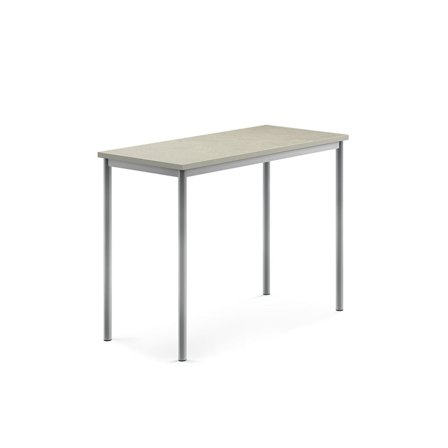 Desk SONITUS, 1200x600x900 mm, light grey linoleum, alu grey