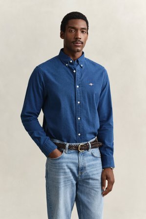 GANT Herren Indigo Seersucker Hemd (S) Dunkelblau