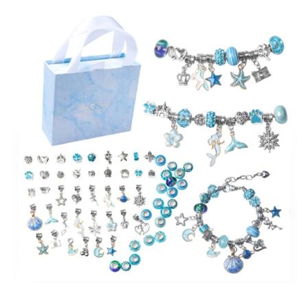 Lasten luova itse tekeminen kristallirannekorun helmillä tehty set Blue