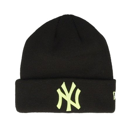 New Era - MLB Zwart cuff Beanie - Kids New York Yankees League Essential Beanie Black/Lime Cuff @ Hatstore