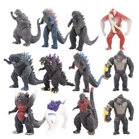 12 stk./parti Kings Kongs God-zillas Anime Figur Legetøj Samlerobjekt Model Statue Legetøj PVC Figurer Skrivebords Ornamenter Fans Samlerobjekt Model
