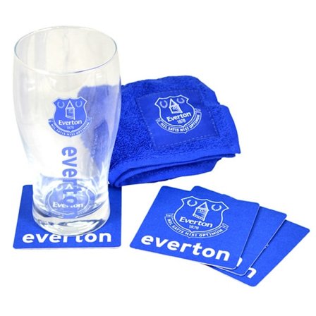Everton FC Officiell Wordmark Mini Fotboll Bar Set (Ölglas,
