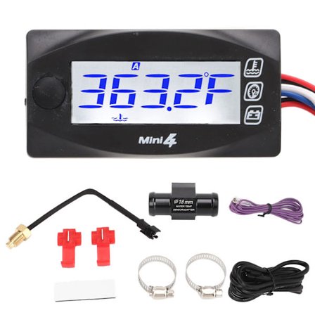Motorcykel Blå Belysning LCD Vandtemperatur Måler 3-vejs Stikledning Kabeltræ Thermometer Kit 18mm/0.71in