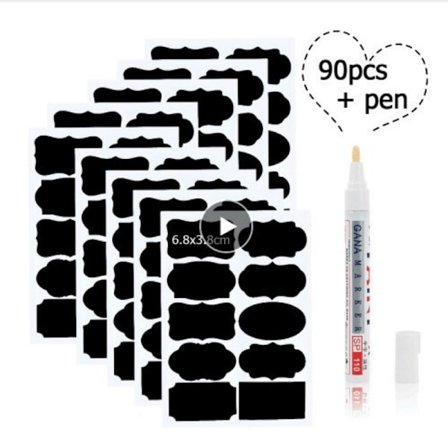 9 st Etiketter för borttagbara glasflaskor med penna, PVC-klistermärken för märkning av burkar och flaskor