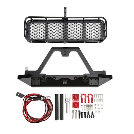 Bakre støtfanger med LED-tilhengerfeste-sett for TRX‐4 SCX10 90046 SCX10III 1/10 RC-bil