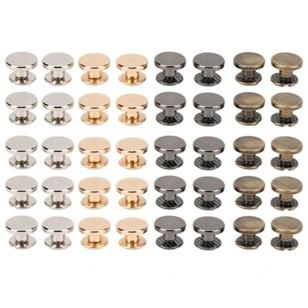 |NT| 40 stk DIY Bindingsskrue 4 Farger Flat Hode 9x5mm Glattere Overflater Metall Chicago Skruer for Belter Håndvesker Sko Klær