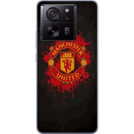 Kompatibelt Mobildeksel til Xiaomi Xiaomi 13T Manchester United logo i rød og gul farge med røff sportslig bakgrunn