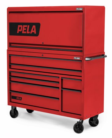PELA 546212 Værktøjsvogn med overskab, 56" Rød, Garageindretning & opbevaring
