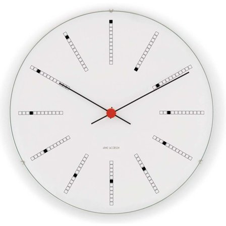 Arne jacobsen Bankers Veggklokke 48 cm' - 'Hvit, svart og rød