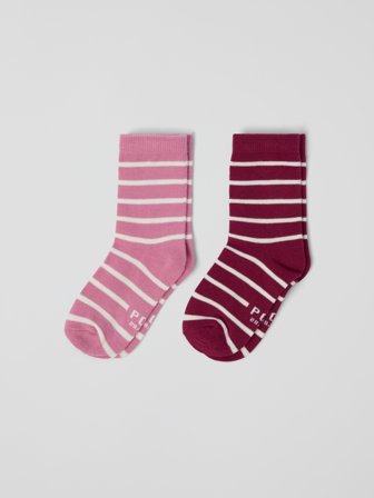Polarn O. Pyret - 2-pack of striped socks - 34|36 - Childrenswear - pink