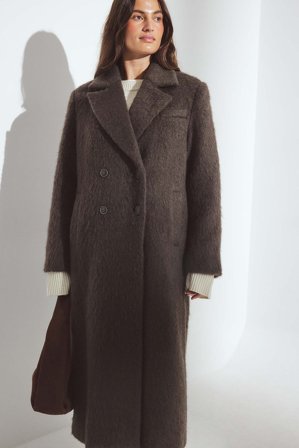 NA-KD Brushed Wool Blend Straight Coat - Vinterjakker - Brun - EU 40