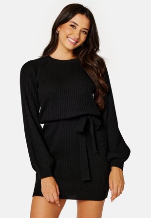 BUBBLEROOM Amira knitted short dress Black Klær