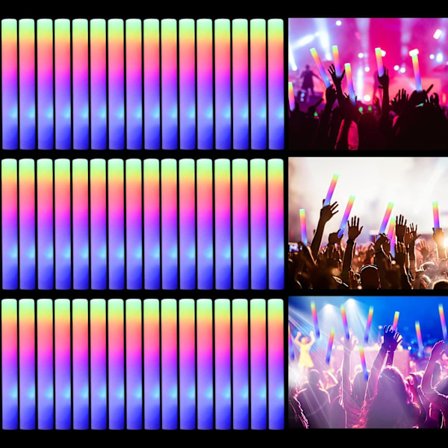 Høykvalitets Nye 50 stk LED Skum Glow Sticks Lysstaver Glow Party Tilbehør 3 Moduser Blinkende 50 stk