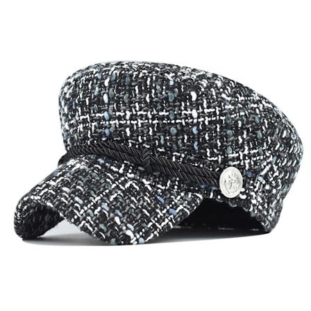 Dam Beret med Spets i Hundtandsmönster, Casual Beret, Modehatt, Vintage Elegant Vinterhatt för Kvinnor (56-58cm) 1 Styck (blandad färg svart)