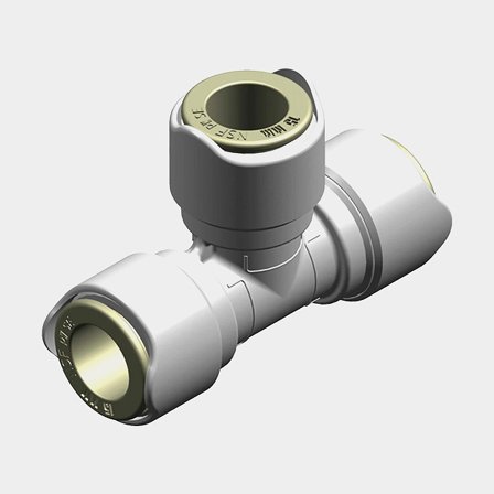 T-koppling Whale Equal Tee, plast, Whale Quick Connect 15 mm (WS15) (invändig), vit, 100-pack