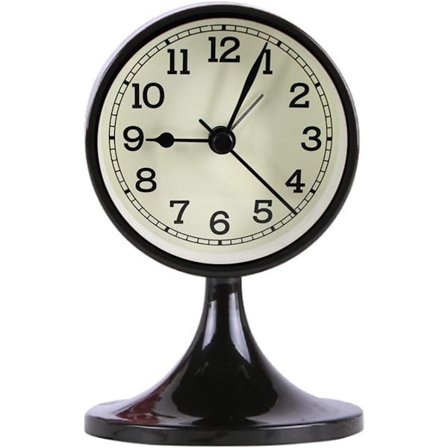 3" Rund Vekkerklokke, Analog, Stille, Ikke-tikkende, Skrivebord/Soverom
