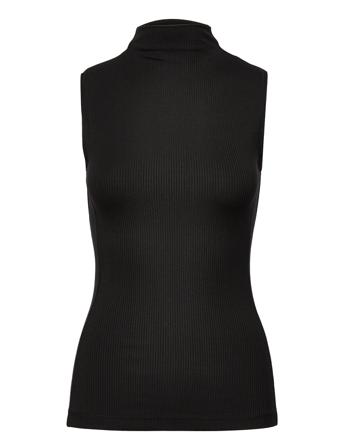 Modal Rib Soft Mock Neck Tank Top Ærmeløs Top Sort Calvin Klein