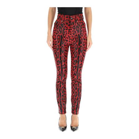 Dolce & Gabbana Grace jeans in leo laminated denim Rød, Dame