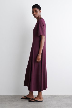 COS Women's Draped Cotton Midi Dress in Red