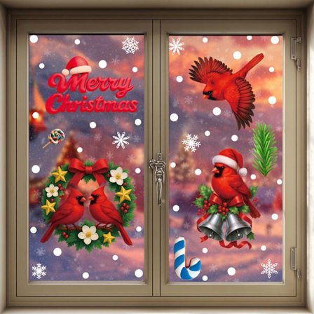 2-pak juledekorationsklistermærker - Kreative slikfugle til vinduer og festlige lejligheder