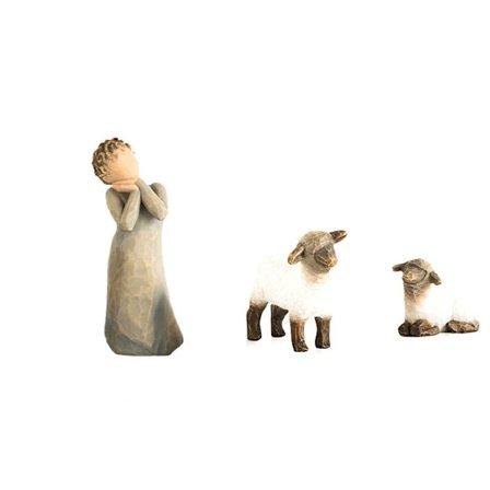 【CA】3-pakning Willow Tree Fødselsfigur Statue Håndmalt Dekor Julegave Juledekorasjon Ornament