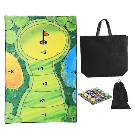 Bærbar Golf Treningsmatte i Gummi med 4 Baller og Svingdeteksjon