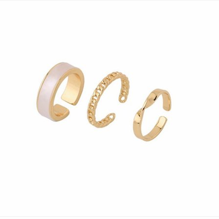 Set med 3 justerbara ringar i guld