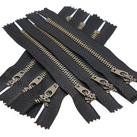 3# 15 cm metallblixtlås för jeans antik mässing Y-tänder blixtlås 6 tum stängd ände jeans blixtlås 6 st (svart-mässing)