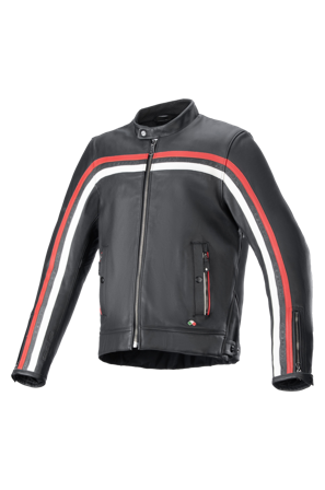 Kurtka Skórzana Alpinestars Dyno Czarny/Rubinowo-Czerwony/Ecru L