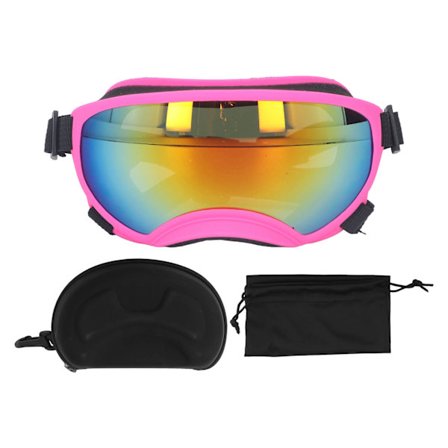 Hundesolbriller UV-beskyttelse PC Vindtæt behagelig ventileret kæledyr solbriller til hunde Doggy Pet Puppy Pink Frame Red Lens