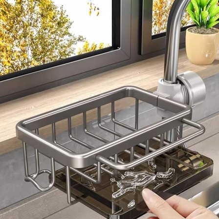 Multifunktionel Vask Caddy Opvaskestativ Grå Høj Kvalitet Holdbar Køkkenorganisator