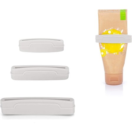 Multifunktionel tuberingsklemme - Sæt med 3 anti-spild-klemmer - Køkken | Makeup | Badeværelse - Ultralet & Økonomisk - Størrelse SML - Hvid