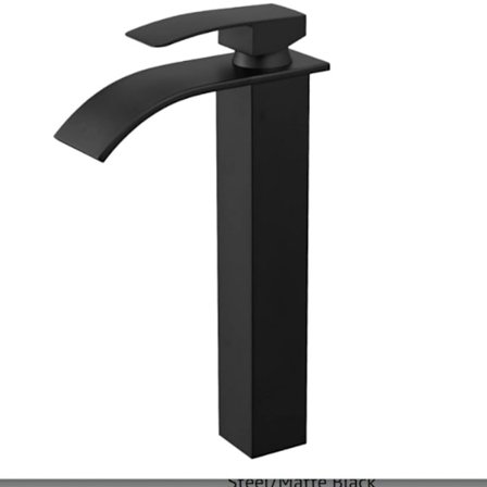 Sort Vandfald Tud Badeværelsesarmatur, Høj Enkelt Håndtag Badeværelsesvask Armatur, RV Toiletvask Armatur Blandingsbatteri