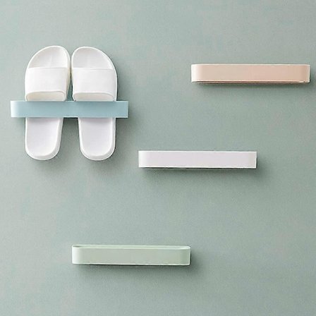 (4 färger) Väggmonterat skoställ, hängande skoställ för dörr, självhäftande väggmonterade hållare hylla hängande badrum förvaringslåda tofflor hängare