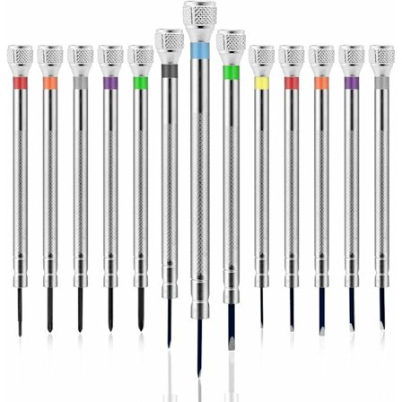 13-delt præcisionsskruetrækkersæt, mini-skruetrækkersæt med slids/phillips-hoved, til urmagerpræcisionsmekanik, til ure, bærbare computere, elektron