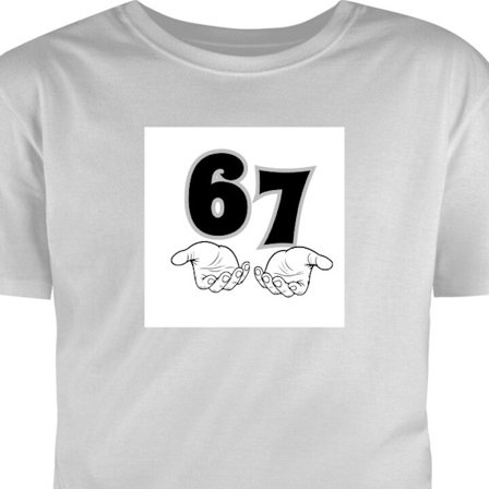 Børne T-shirt 67 meme hænder grafisk sort-hvid seks syv hænder illustration trendy moderne æstetisk