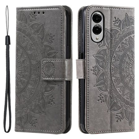 SKALO Samsung S25 Edge Mandala Lompakkokotelo - Harmaa