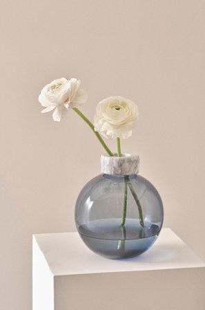 Jotex - Glassvase - Høyde 19 Cm Blågrå/marmor - HILLEVI - Kjøp Vaser hos Jotex