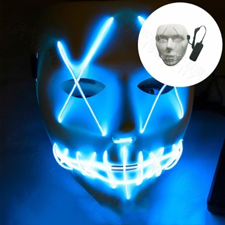 Halloween Skräck Mask Led Cosplay Stitched Leende Ansikte Light Up Party Skrämmande Prop